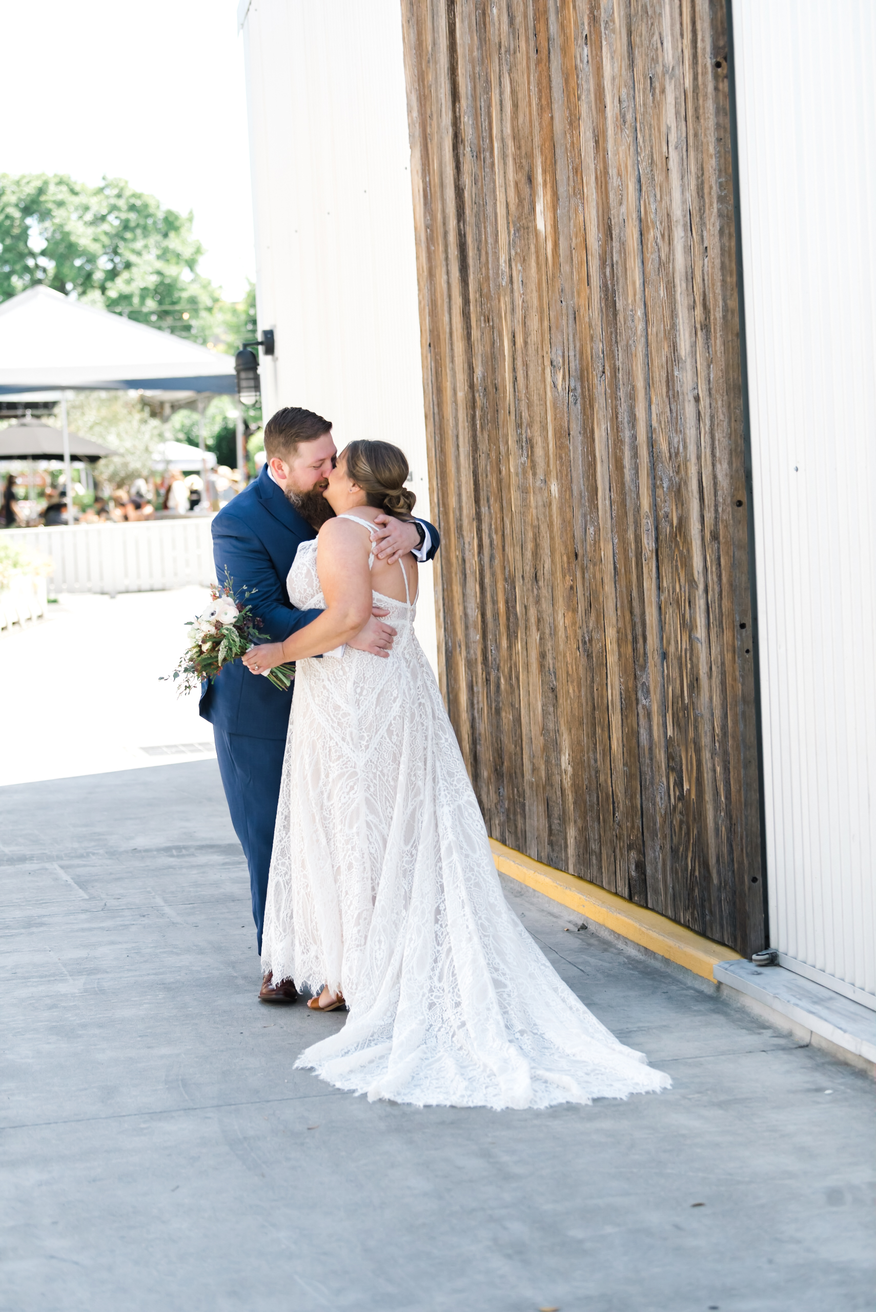 Bride Groom First Look Kiss Wedding at Blue Ridge Kitchen in Sebastopol California