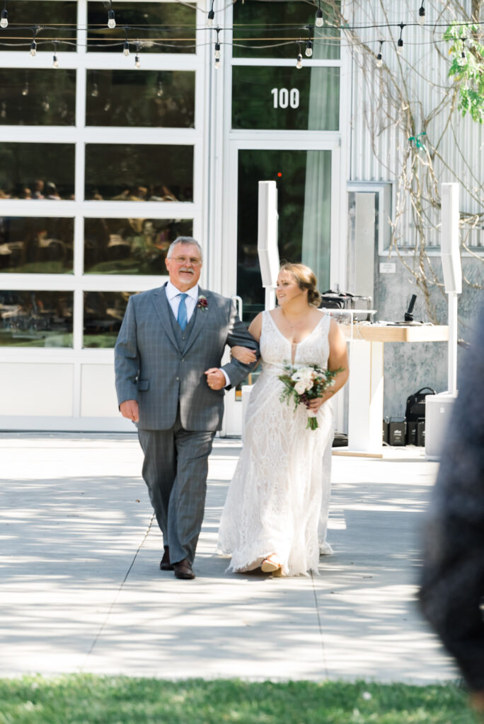 Father Walks Bride Down Aisle Wedding at Blue Ridge Kitchen in Sebastopol California