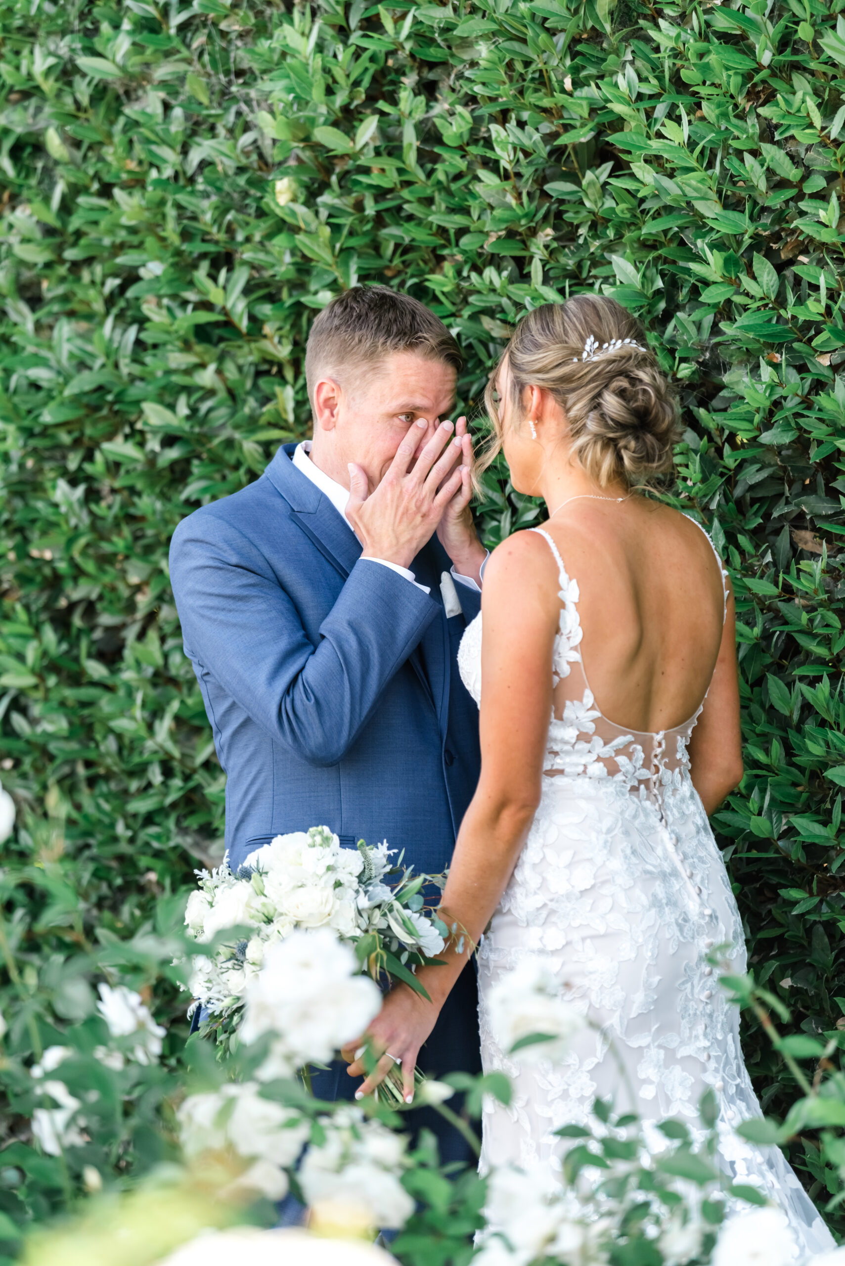 Groom Tears First Look Garden Valley Ranch Wedding Alicia Parks Photography