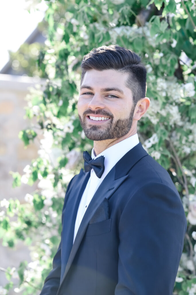 Portrait of groom at Stanly Ranch wedding venue in Napa Valley. 