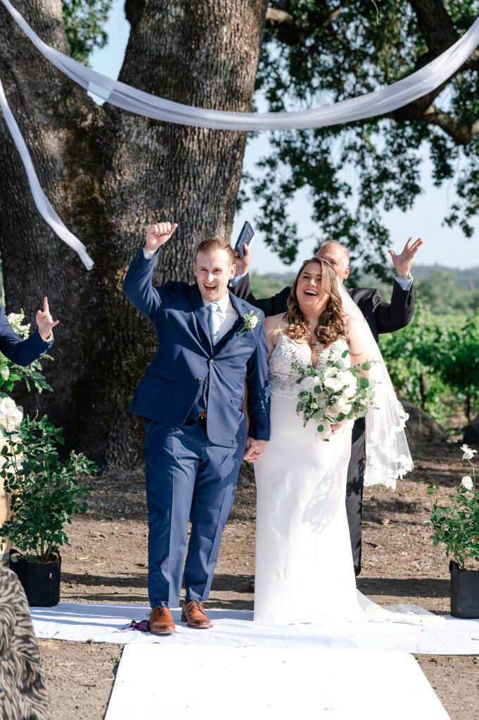 Bride and groom just married at deLorimier Winery Wedding Venue in Sonoma County.