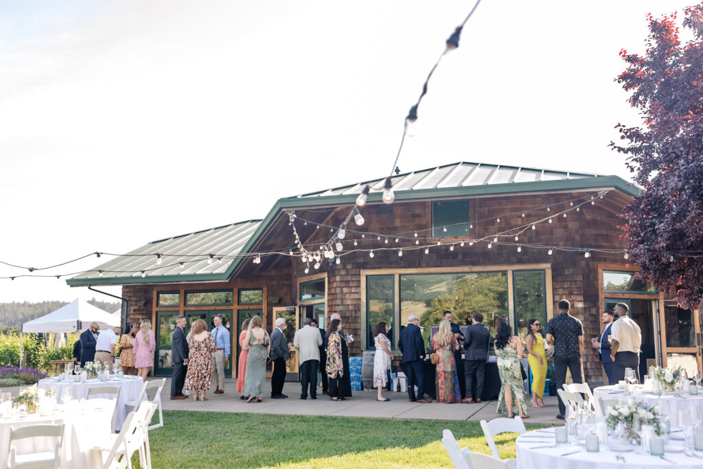 Outdoor reception at deLorimier Winery Wedding Venue in Sonoma County.