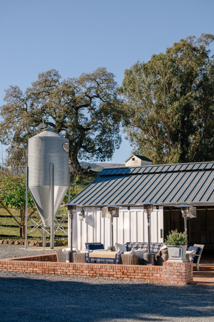 Barn chic wedding venue with outside patio.