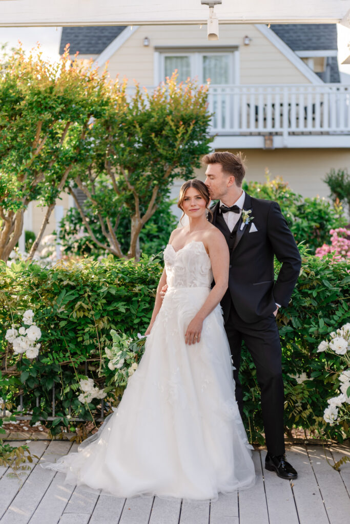 Bride and groom portrait in the garden at a Napa Valley wedding venue, photographed by Alicia Parks Photography